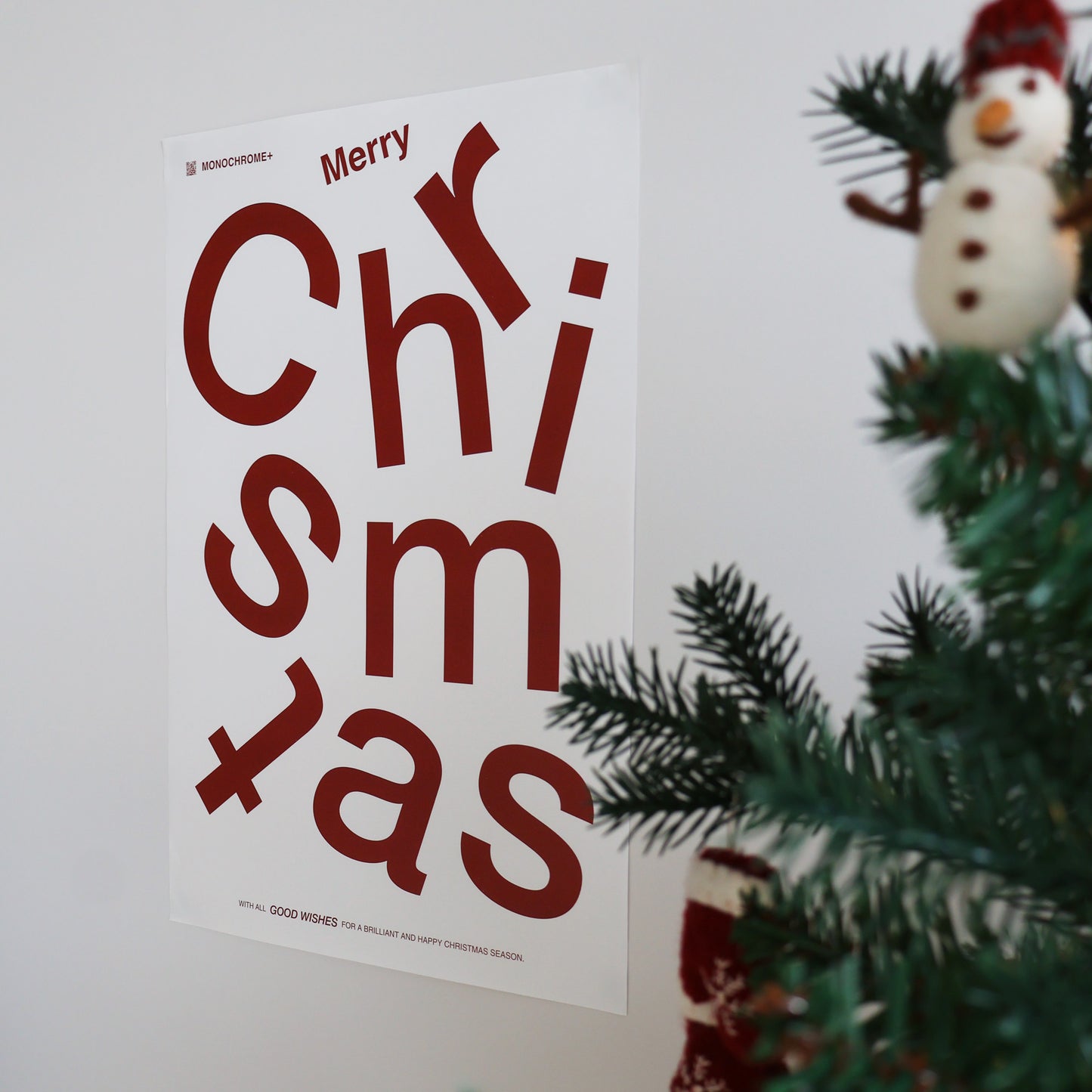 MERRY CHRISTMAS|聖誕字母海報 48x32cm - 綠 / 紅