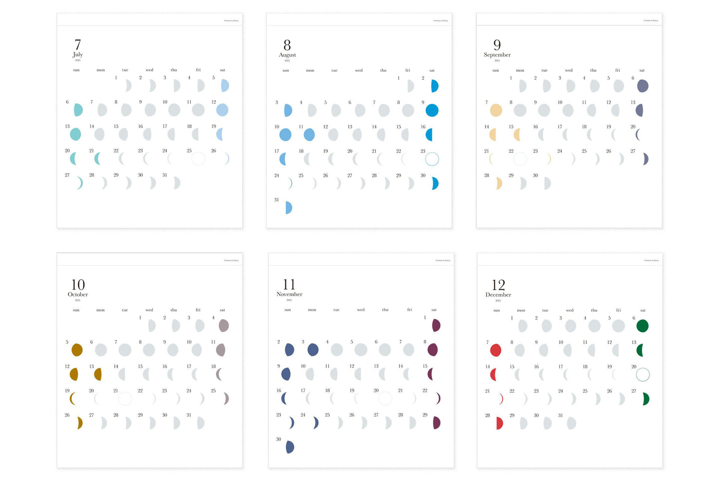 Re+g|日本限定 2026 年度凸版印刷月相掛曆 - 彩色