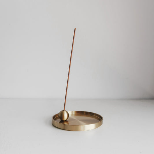 MOONLIGHT 月光|黃銅圓球線香座 + 小圓盤兩件組