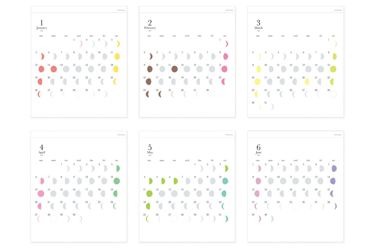 Re+g｜日本限定凸版印刷 Michiru月相年度掛曆 - 彩色