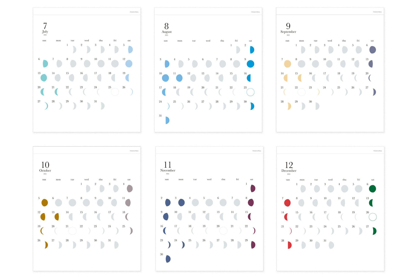 Re+g｜日本限定凸版印刷 Michiru月相年度掛曆 - 彩色