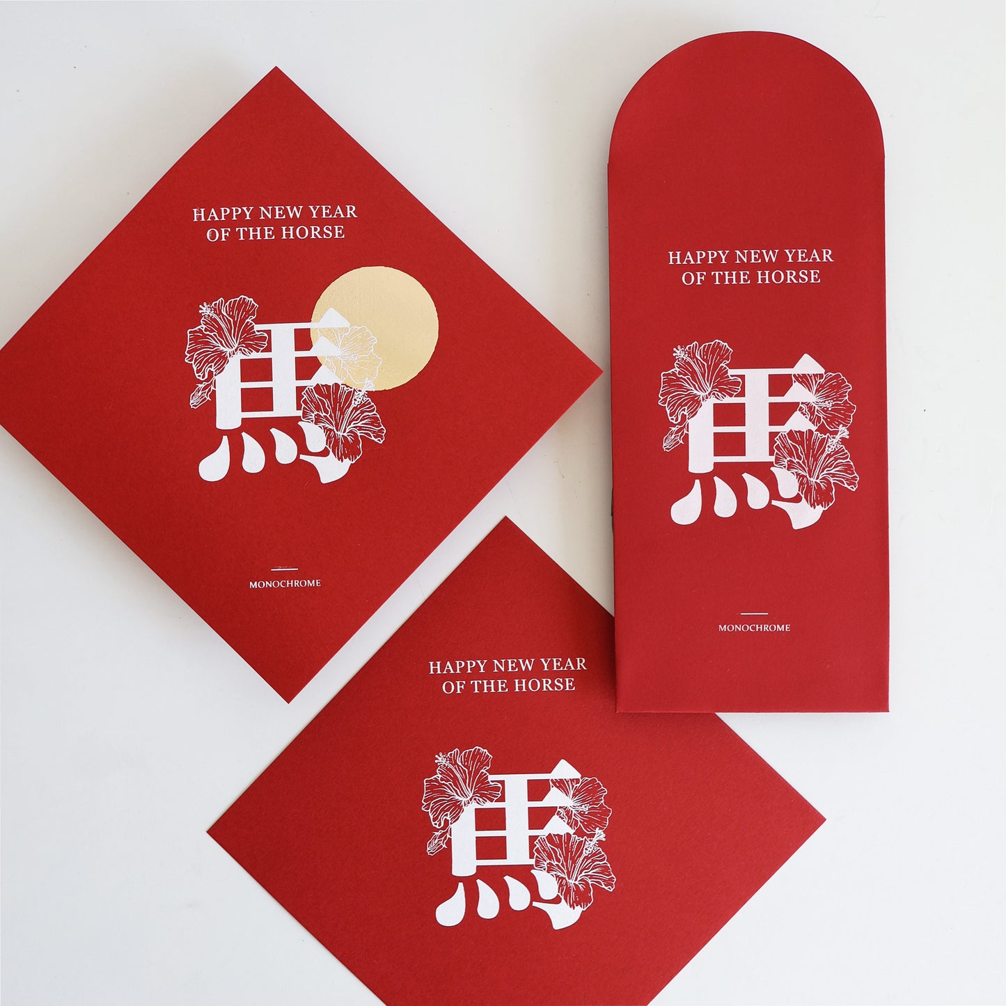 HORSE 馬｜限量手工燙金絹版印刷春聯紅包袋套組